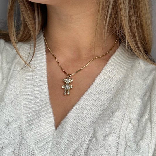 Schattige gouden ketting met een teddybeer charm