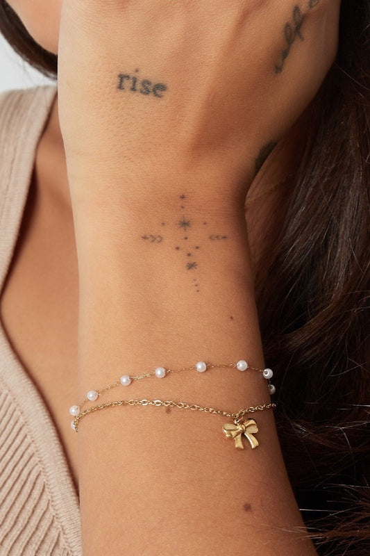 Armband double bow pearl - Es by May