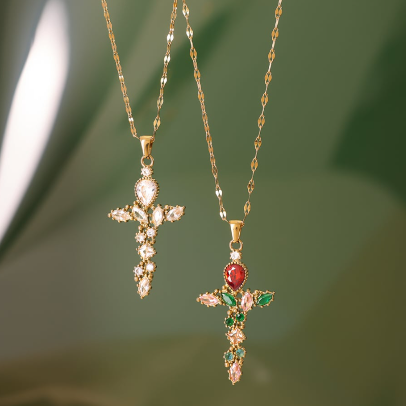 Ketting florence white cross - Es by May