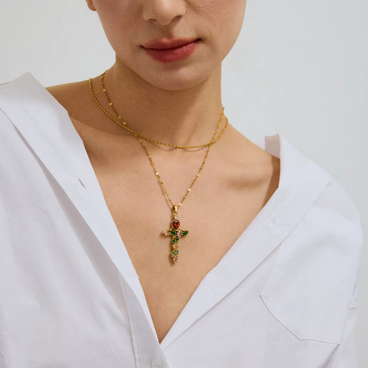 Ketting florence white cross - Es by May
