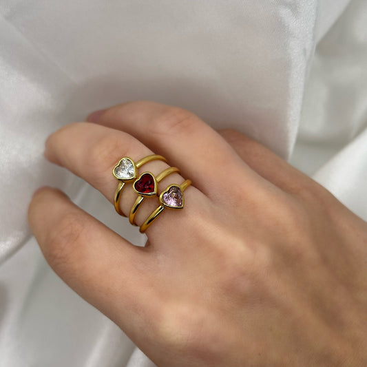 Ring heartstone roze - Es by May