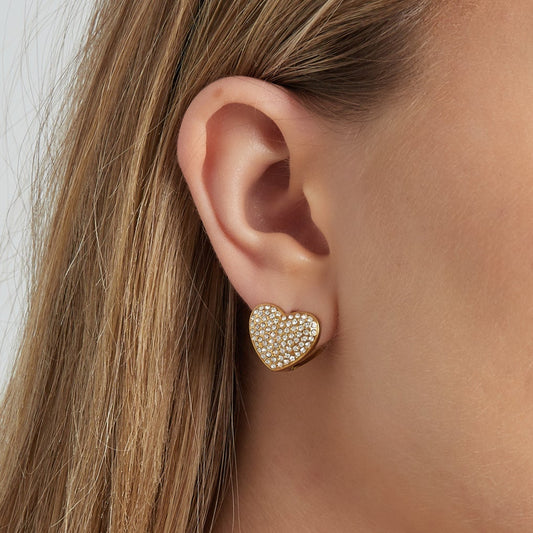 Chique hartvormige oorbellen met schitterende accenten goud