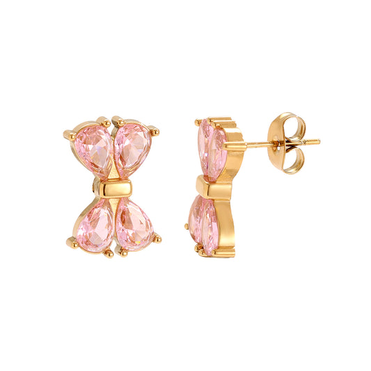 Blush bow studs