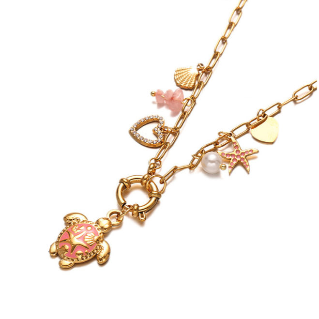 Turtle bay pink ketting - Es by May