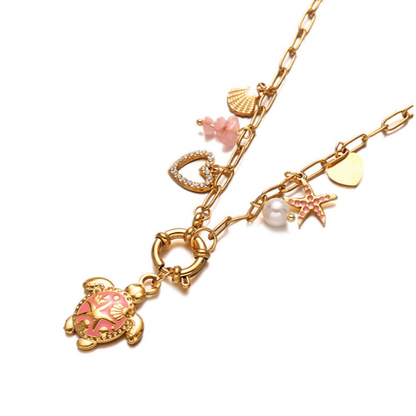 Turtle bay pink ketting - Es by May