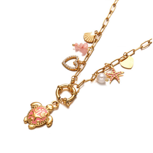 Turtle bay pink ketting - Es by May