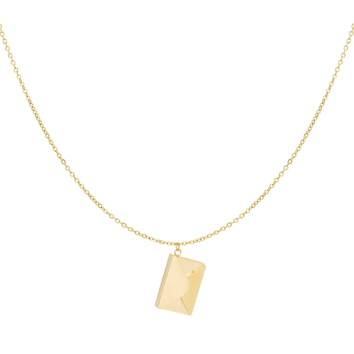 Gouden ketting met een charmante envelop hanger, met een romantische boodschap
