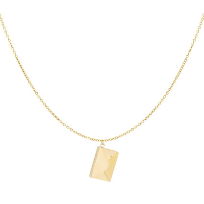 Gouden ketting met een charmante envelop hanger, met een romantische boodschap