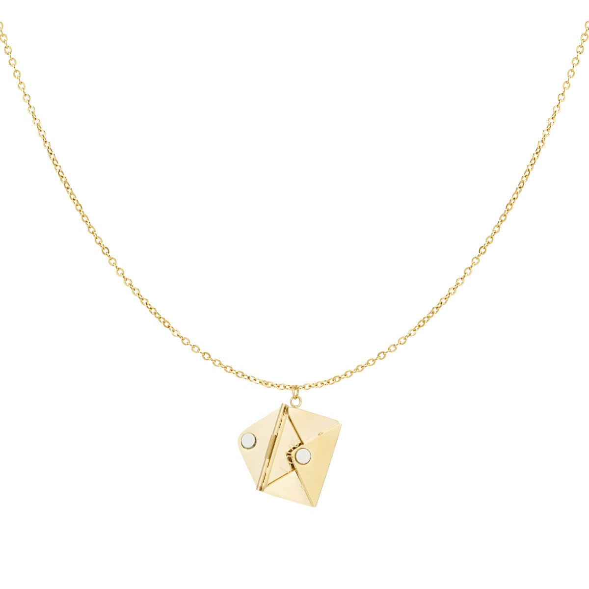 Gouden ketting met een charmante envelop hanger, met een romantische boodschap