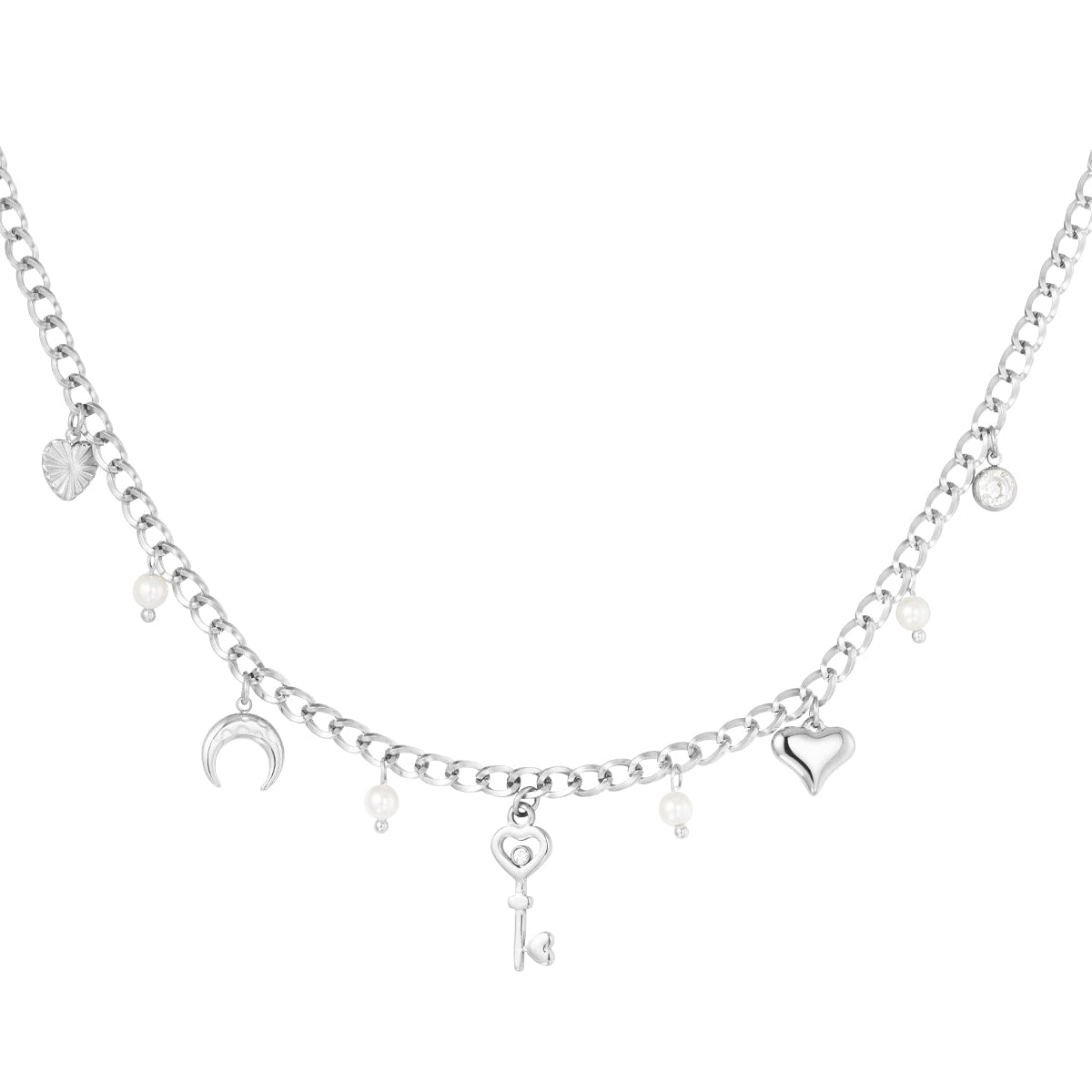 Elegante zilveren ketting met een sleutelhanger, perfect romantisch