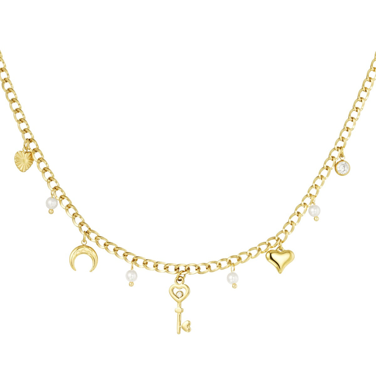 Elegante gouden ketting met een sleutelhanger, perfect romantisch