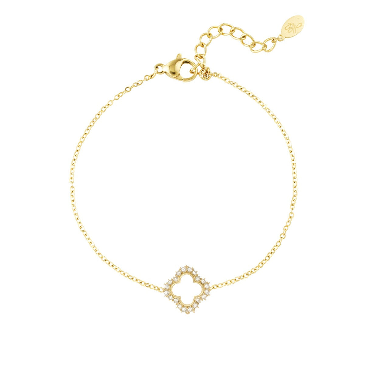 Elegante armband met een sprankelende klavervormige steen