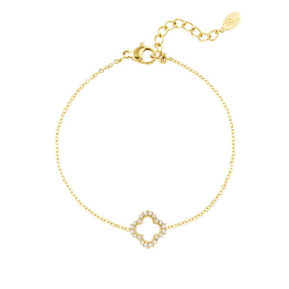 Elegante armband met een sprankelende klavervormige steen