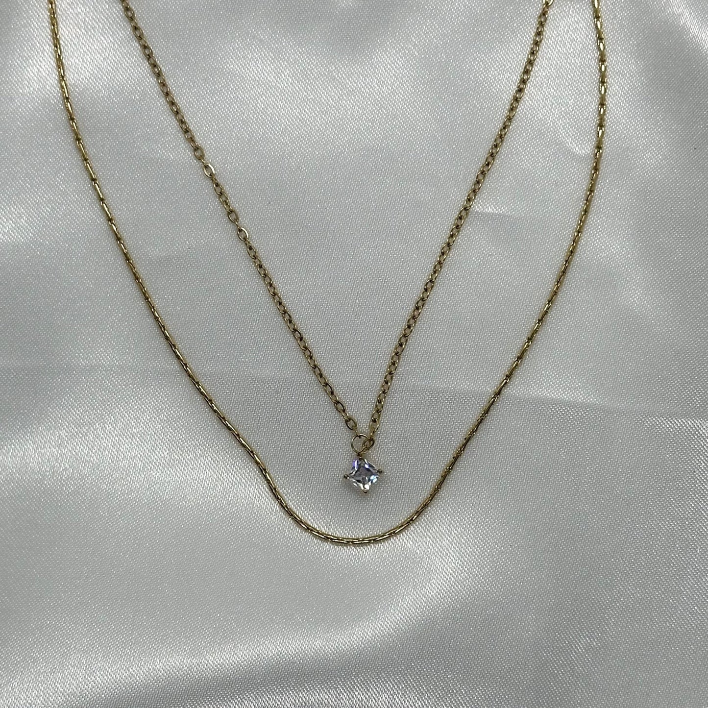 Double Layer Diamond Ketting