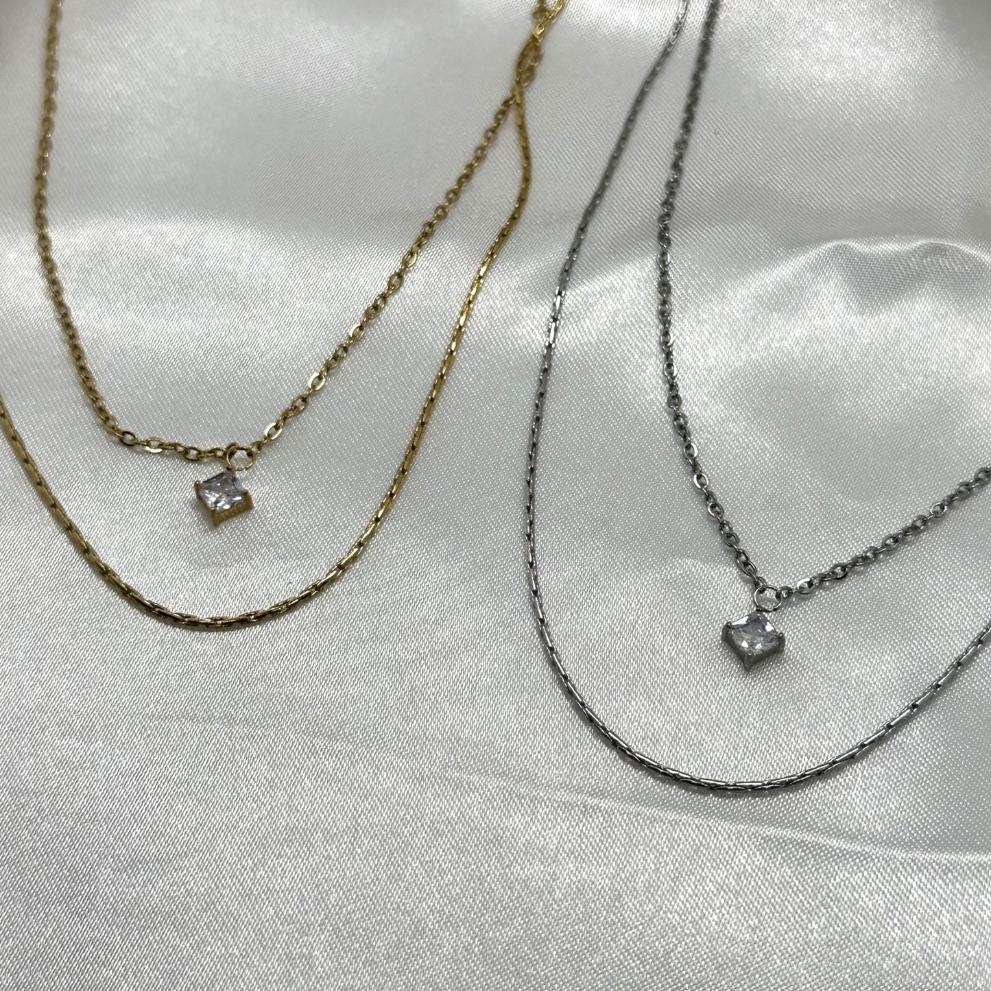 Double Layer Diamond Ketting