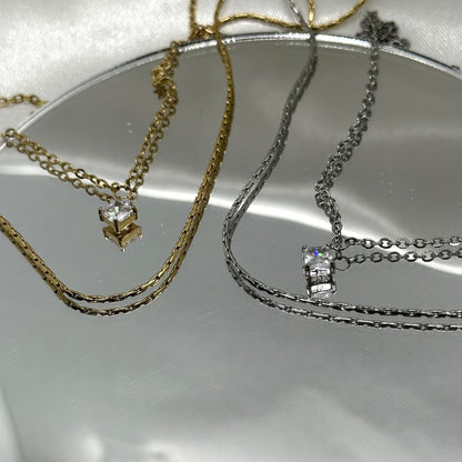 Double Layer Diamond Ketting