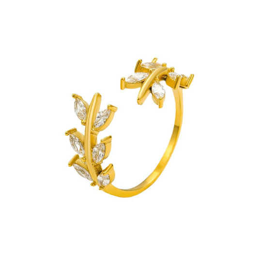 Aurora leaf white ring - Es by May