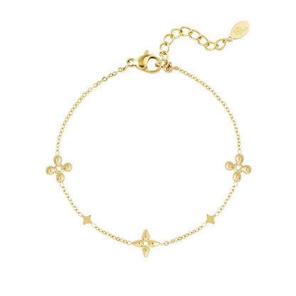 Elegante Bloemvormige Armband in Goud
