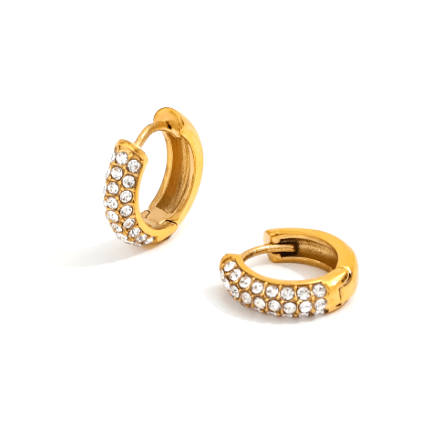 Gouden Diamond Hoop oorbel met fonkelende zirkonia steentjes