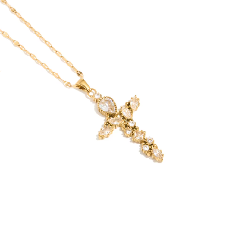 Ketting florence white cross - Es by May