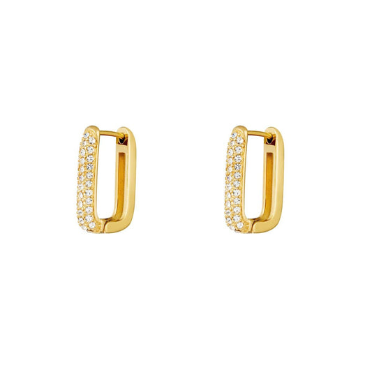 Elegante Shimmer Edge oorbel met een sprankelende afwerking voor een verfijnde uitstraling