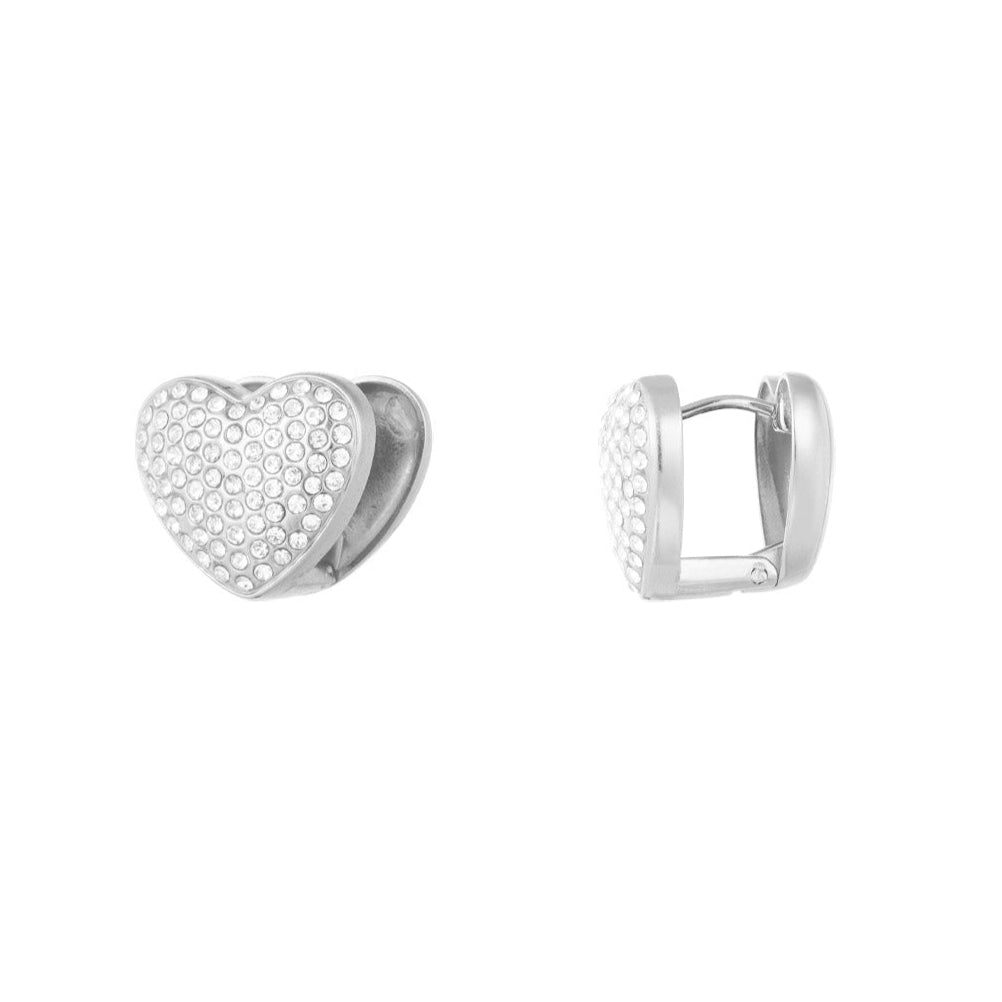 Chique hartvormige oorbellen met schitterende accenten zilver